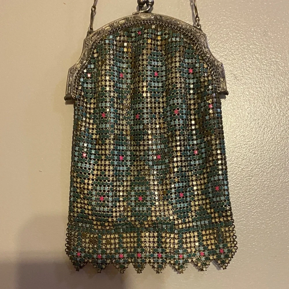 Antique Mandalian Purse Enamel Mesh Art Deco
